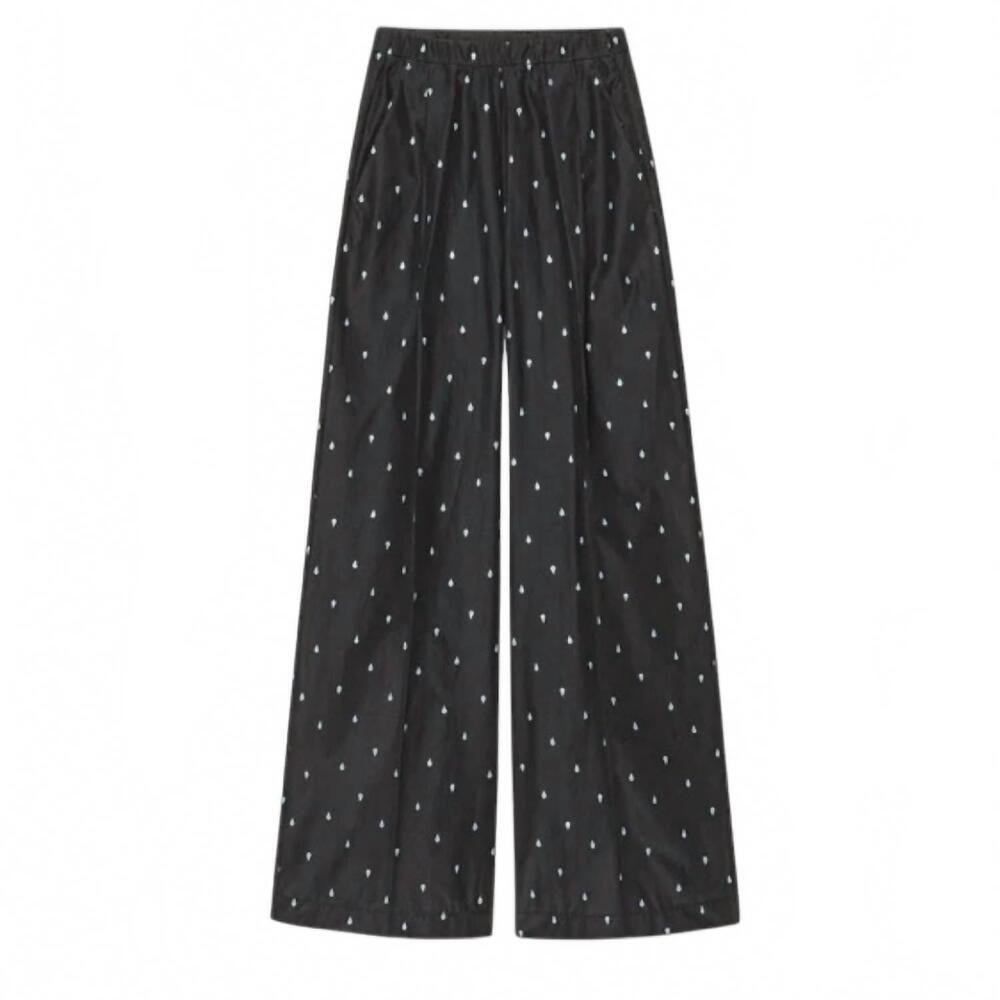 NEW FORTE FORTE women's glitter taffetas high waist wide leg pants in noir